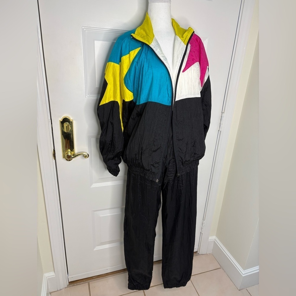 Mureli Colorful Star Pattern Tracksuit. Small Y2K. Jacket and Pants